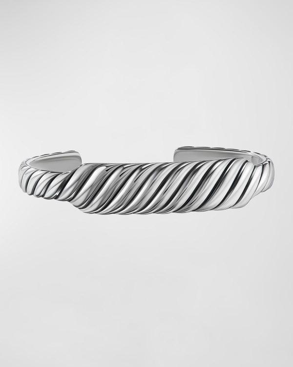 Sculpted Cable Contour Cuff Bracelet in Silver, 13mm- sku211262998
