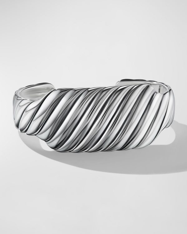 Sculpted Cable Contour Cuff Bracelet in Silver, 26mm- sku211263088
