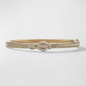 Thoroughbred Loop Bracelet with Full Pave Diamonds in 18K Gold, 4.5mm, Size M- sku213860103
