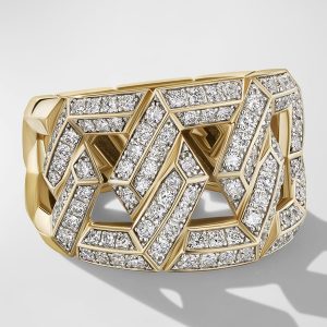 Carlyle Ring with Diamonds in 18K Gold, 16mm, Size 7- sku213850059
