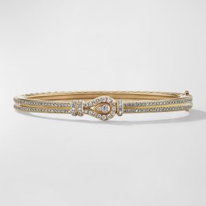 Thoroughbred Loop Bracelet with Full Pave Diamonds in 18K Gold, 4.5mm, Size L- sku215050007