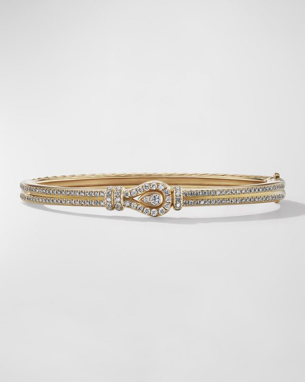 Thoroughbred Loop Bracelet with Full Pave Diamonds in 18K Gold, 4.5mm, Size L- sku215050007