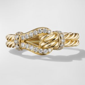 Thoroughbred Loop Ring with Diamonds in 18K Gold, 4mm, Size 8- sku214970023