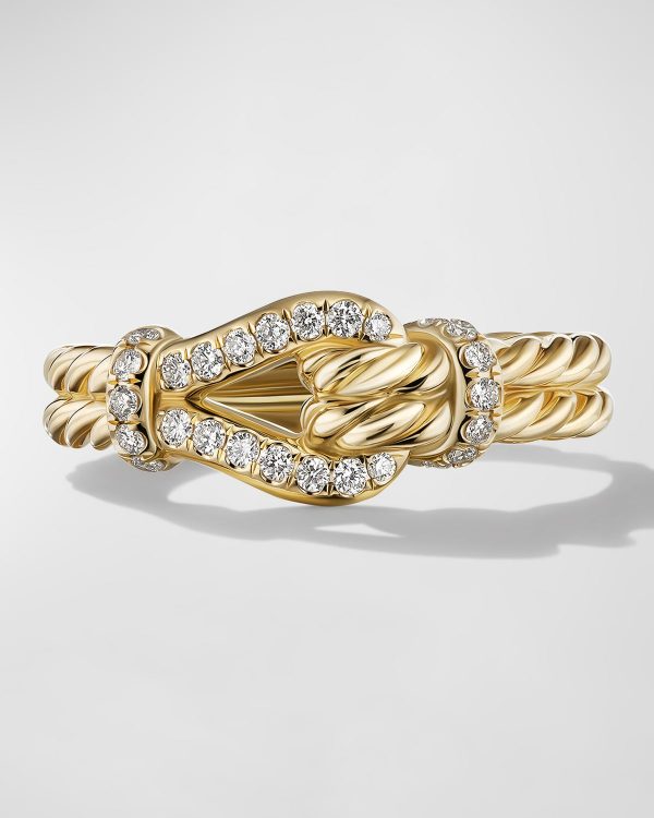 Thoroughbred Loop Ring with Diamonds in 18K Gold, 4mm, Size 8- sku214970023