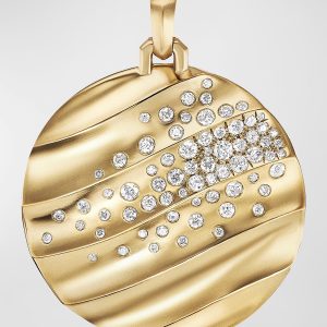Cable Edge Pendant with Diamonds in 18K Gold, 37mm- sku216400041
