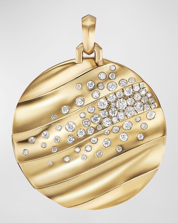 Cable Edge Pendant with Diamonds in 18K Gold, 37mm- sku216400041
