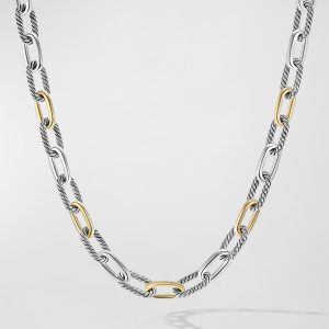 DY Madison Chain Necklace in Silver with 18K Gold, 11mm, 18"L- sku215142067