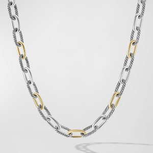 DY Madison Chain Necklace in Silver with 18K Gold, 11mm, 20"L- sku215140133