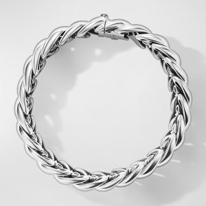 Sculpted Cable Bracelet in Silver, 14mm- sku215290260