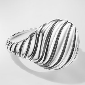 Sculpted Cable Pinky Ring in Silver, 13mm- sku215290379