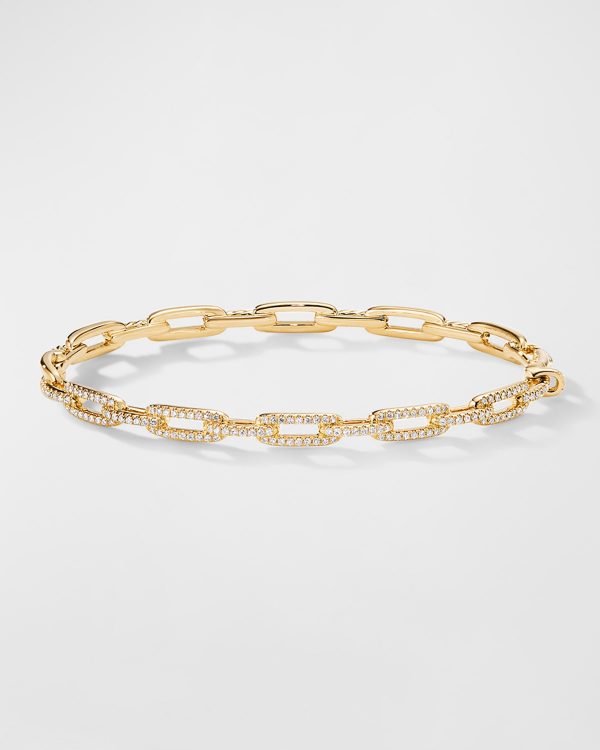4mm Stax Chain Link Bracelet with Diamonds in 18K Gold- sku215940055