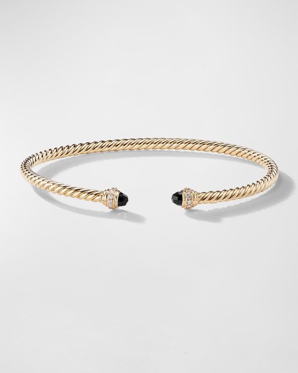 3mm Cablespira Bracelet with Gemstone and Diamonds in 18K Gold- sku215660179