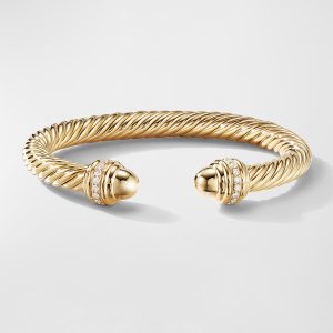 Cable Bracelet with Diamonds in 18K Gold, 7mm- sku215930065