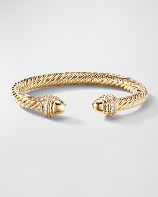 Cable Bracelet with Diamonds in 18K Gold, 7mm- sku215671341