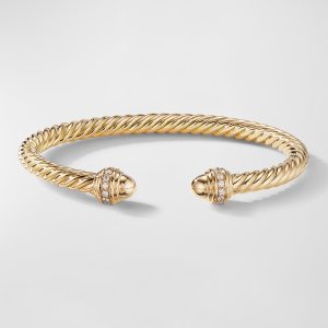 Cable Bracelet with Diamonds in 18K Gold, 5mm- sku215660640