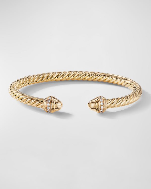 Cable Bracelet with Diamonds in 18K Gold, 5mm- sku215660640