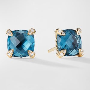 Chatelaine Earrings with Gemstone and Diamonds in 18K Gold, 8mm- sku215660788