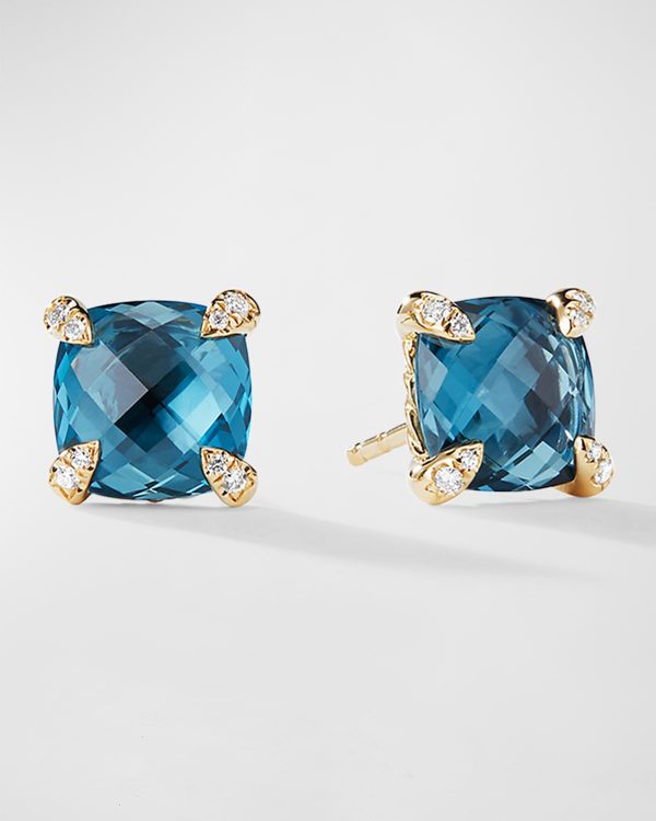 Chatelaine Earrings with Gemstone and Diamonds in 18K Gold, 8mm- sku215660788