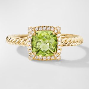 Petite Chatelaine Ring with Gemstone and Diamonds in 18K Gold, 7mm- sku215930060