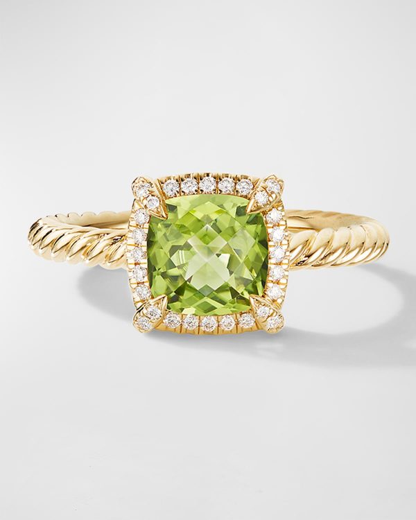 Petite Chatelaine Ring with Gemstone and Diamonds in 18K Gold, 7mm- sku215671401