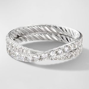 DY Crossover Band Ring with Diamonds in Platinum, 5.2mm- sku215671532