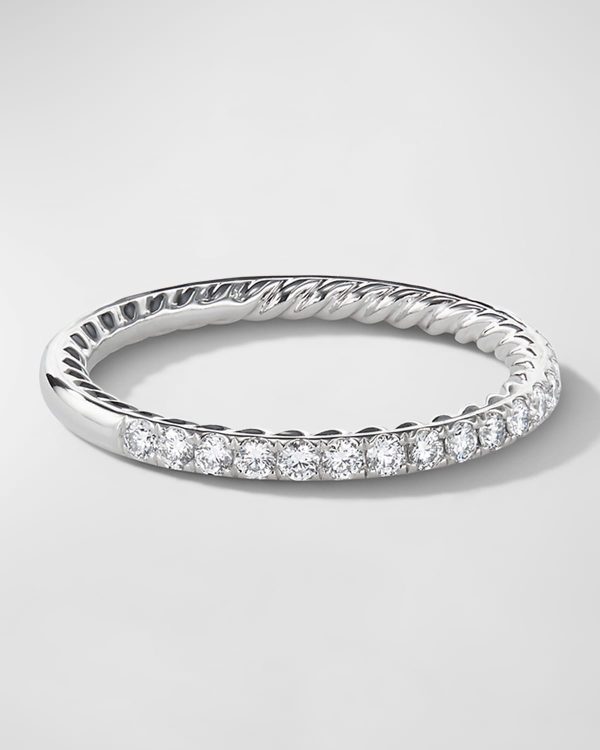 DY Eden Partway Band Ring with Diamonds in Platinum, 1.85mm- sku215660390