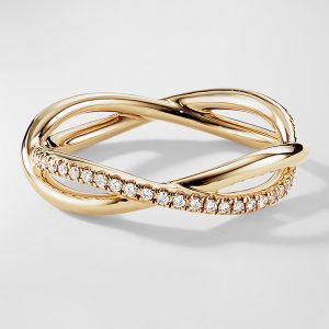 DY Lanai Band Ring with Diamonds in 18K Gold, 4.18mm- sku215670572