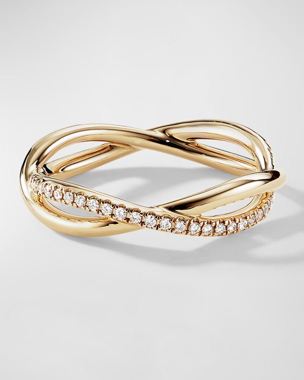 DY Lanai Band Ring with Diamonds in 18K Gold, 4.18mm- sku215670572