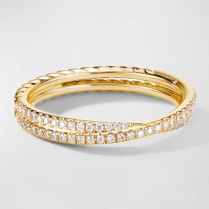 DY Crossover Band Ring with Diamonds in 18K Gold, 3.14mm- sku215670644