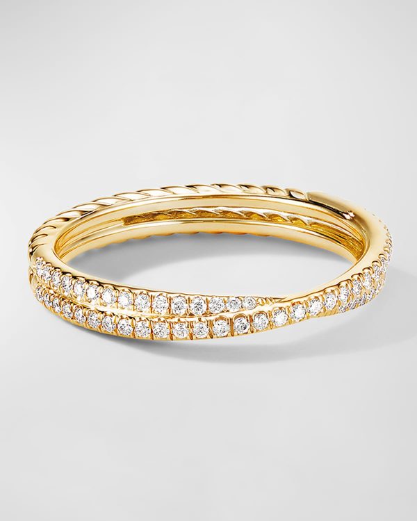 DY Crossover Band Ring with Diamonds in 18K Gold, 3.14mm- sku215670644