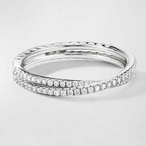 DY Crossover Micro Pave Band Ring with Diamonds in Platinum, 3.14mm- sku215670469