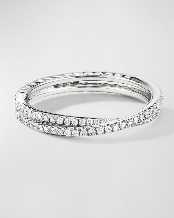 DY Crossover Micro Pave Band Ring with Diamonds in Platinum, 3.14mm- sku215670932