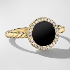 DY Elements Ring with Black Onyx and Diamonds in 18K Gold, 11mm, Size 5- sku218720154