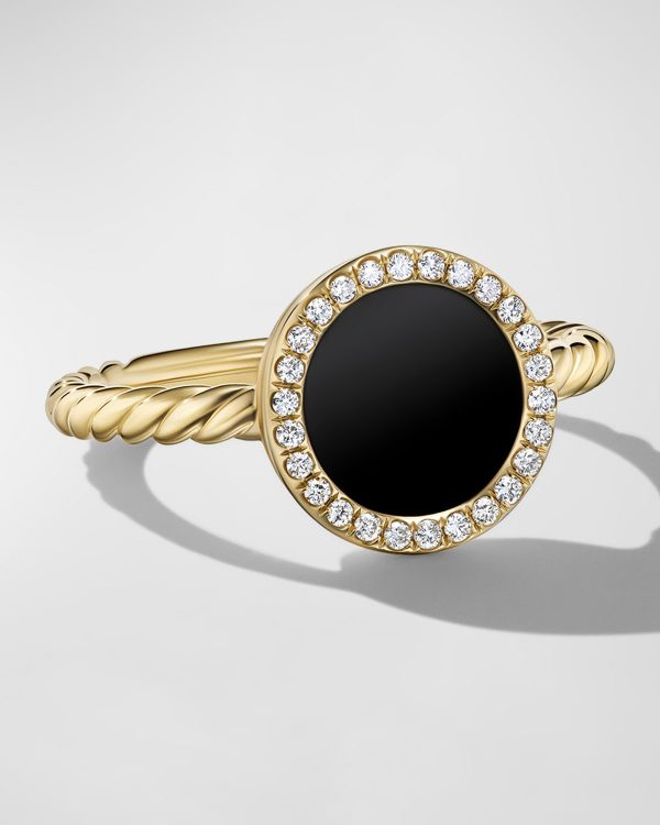 DY Elements Ring with Black Onyx and Diamonds in 18K Gold, 11mm, Size 5- sku218720154