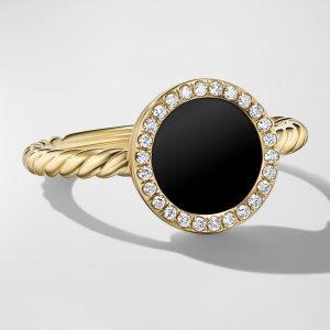 Elements Ring with Black Onyx and Diamonds in 18K Gold, 11mm, Size 8- sku218580030