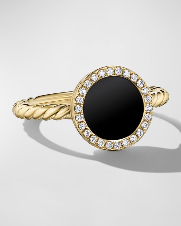 Elements Ring with Black Onyx and Diamonds in 18K Gold, 11mm, Size 8- sku218580030