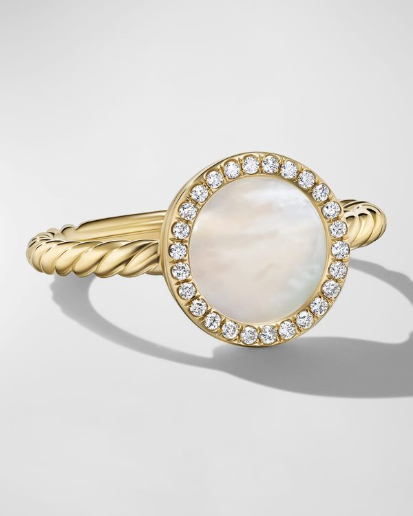 DY Elements Ring with Gemstone and Diamonds in 18K Gold, 11mm, Size 7- sku218570519
