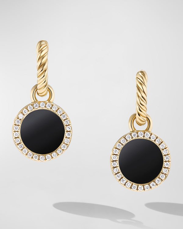 DY Elements Drop Earrings with Gemstone and Diamonds in 18K Gold, 11mm, 0.9"L- sku218580047