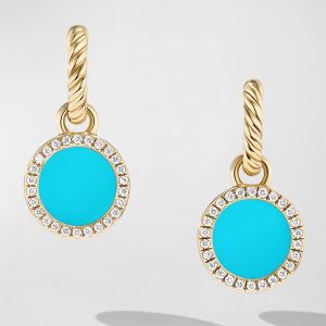 DY Elements Drop Earrings with Gemstone and Diamonds in 18K Gold, 11mm, 0.9"L- sku218680022