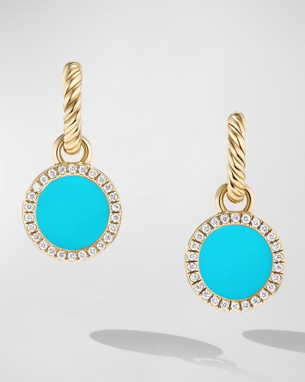 DY Elements Drop Earrings with Gemstone and Diamonds in 18K Gold, 11mm, 0.9"L- sku218680022