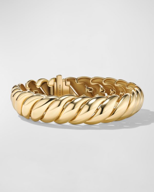 Sculpted Cable Bracelet in 18K Gold, 14mm, Size M- sku219340112
