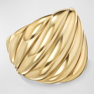 Sculpted Cable Ring in 18K Gold, 20mm, Size 8- sku219340118