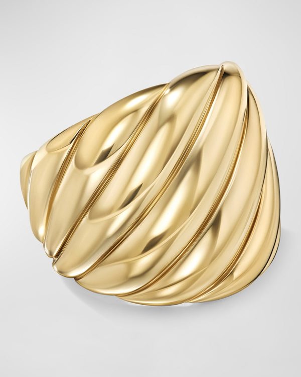 Sculpted Cable Ring in 18K Gold, 20mm, Size 8- sku219340118