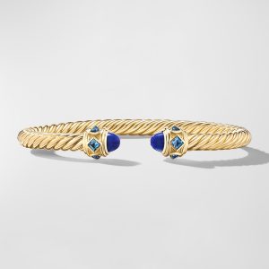 Renaissance Cable Bracelet with Gemstones in 18K Gold, 5mm, Size L- sku218840180