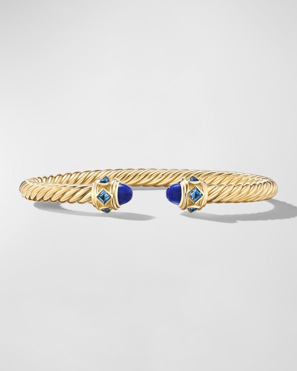 Renaissance Cable Bracelet with Gemstones in 18K Gold, 5mm, Size L- sku218840180