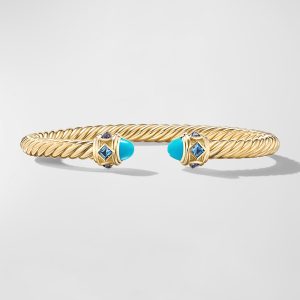 Renaissance Cable Bracelet with Gemstones in 18K Gold, 5mm, Size L- sku218840183