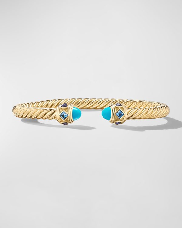 Renaissance Cable Bracelet with Gemstones in 18K Gold, 5mm, Size L- sku218840183