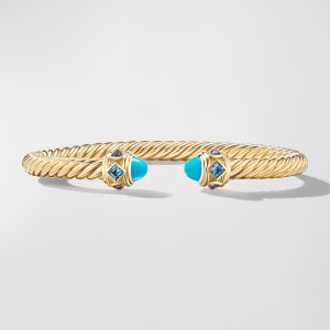 Renaissance Cable Bracelet with Gemstones in 18K Gold, 5mm, Size S- sku218840185