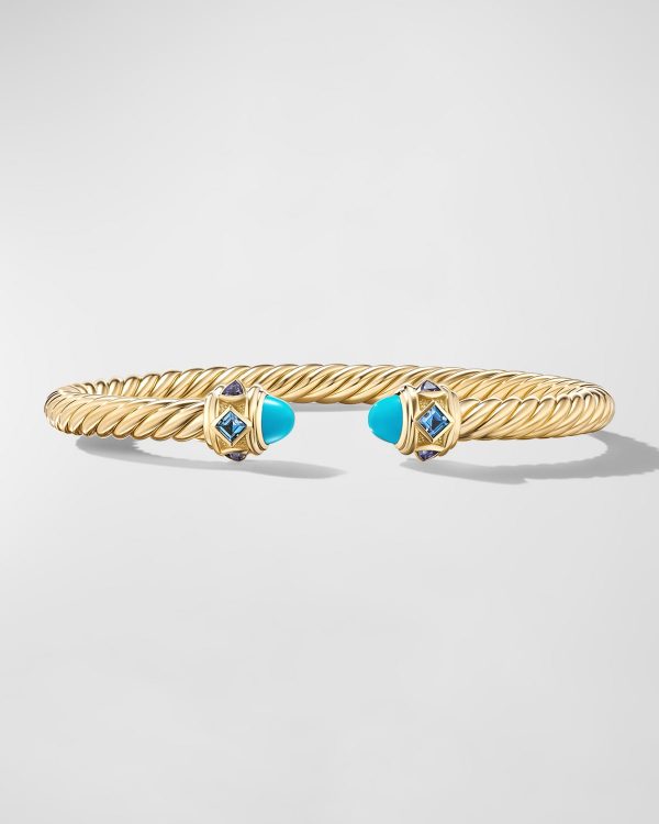Renaissance Cable Bracelet with Gemstones in 18K Gold, 5mm, Size S- sku218840185