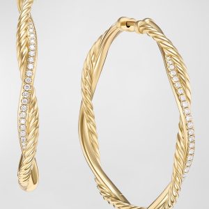 Petite Infinity Hoop Earrings in 18K Gold with Diamonds, 4mm, 1.65"L- sku219840147
